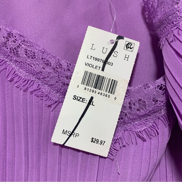 Lush Pleat Lace Camisole in Violet - Size XL - Picture 4 of 5